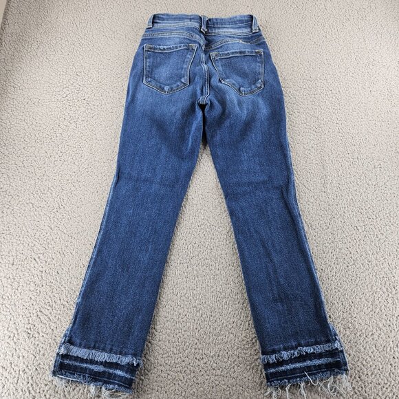 Kancan Jeans Womens 23 (23x26) Blue Straight Ankle High Rise Ripped Distressed - Picture 12 of 16